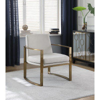 Coaster Furniture 903048 Concave Metal Arm Accent Chair Cream and Bronze